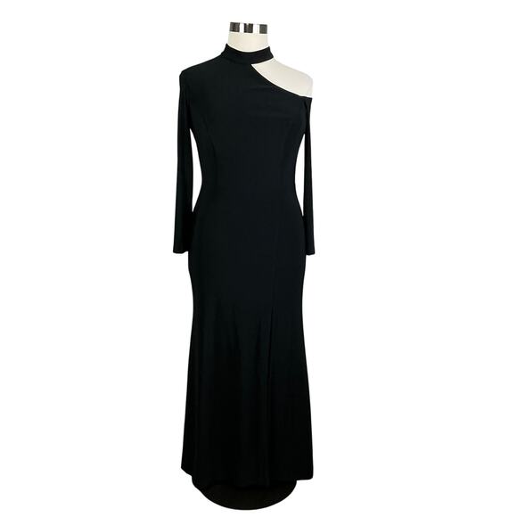 XSCAPE Women's Formal Dress Size 16P Black Knit Cut Out Long Sleeve Evening Gown - Picture 1 of 13